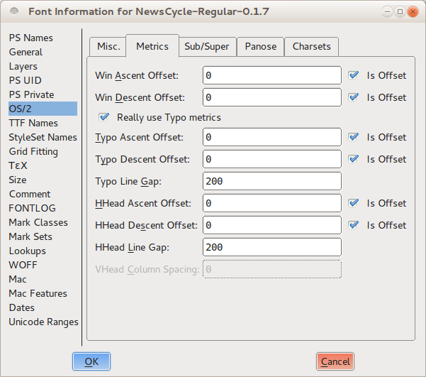 fontforge xuid